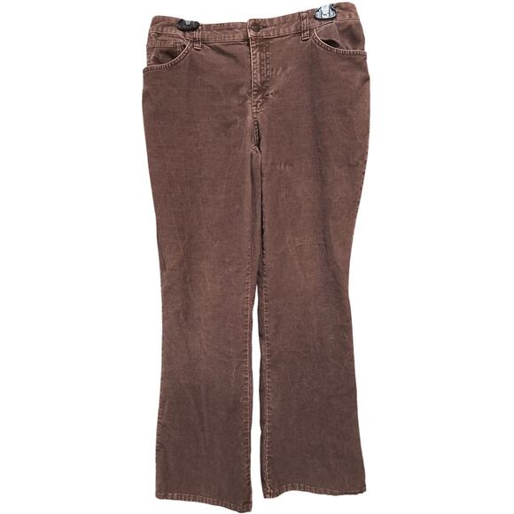 St Johns Bay Corduroy Pants Women Size 8 Brown Bootcut Academia Preppy Cotton - Picture 1 of 6